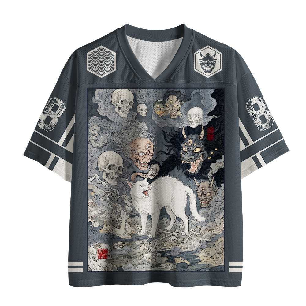 Tokyo-Tiger Japanese Skeleton Oni Cat Mesh Jersey