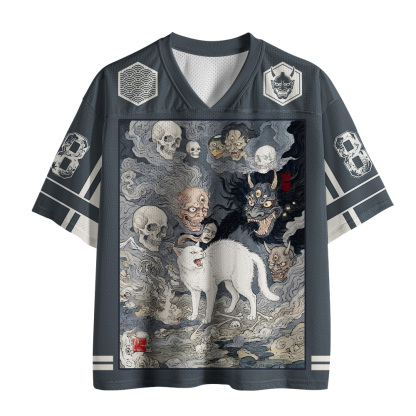 Tokyo-Tiger Japanese Skeleton Oni Cat Mesh Jersey