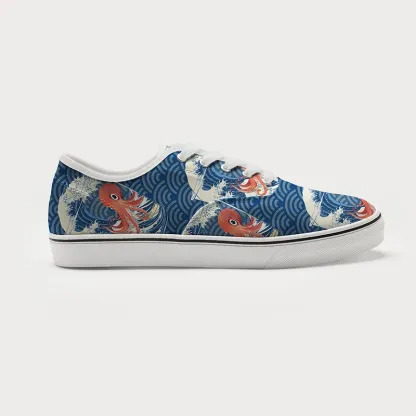 Tokyo-Tiger Great Wave Off Octopus Canvas Shoes