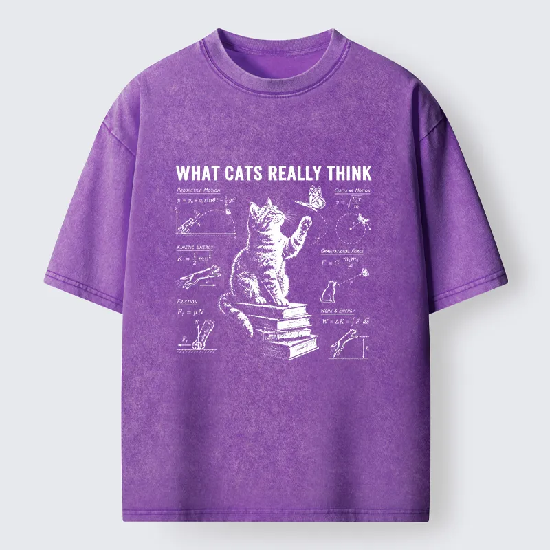 Tokyo-Tiger True Thoughts Of A Cat While Chasing Butterfly Washed T-Shirt