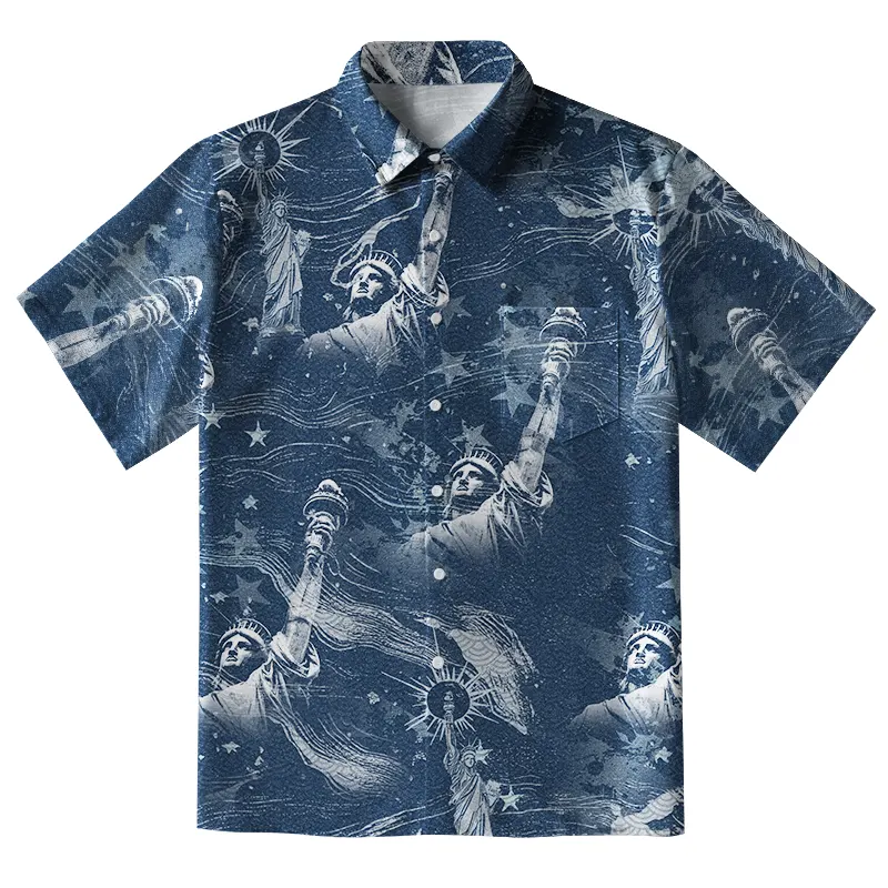 Tokyo-Tiger Statue Of Liberty Button-up Shirt