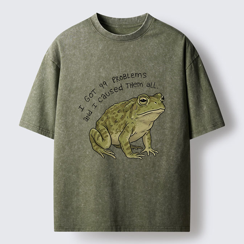 Tokyo‑Tiger Mischievous Frog Funny Washed T-Shirt
