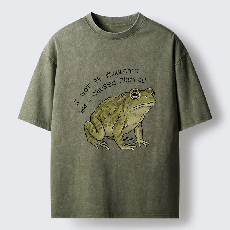 Tokyo‑Tiger Mischievous Frog Funny Washed T-Shirt