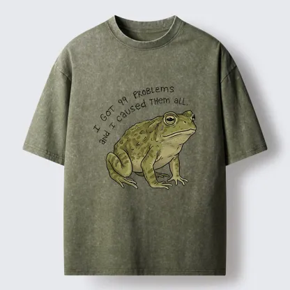 Tokyo‑Tiger Mischievous Frog Funny Washed T-Shirt