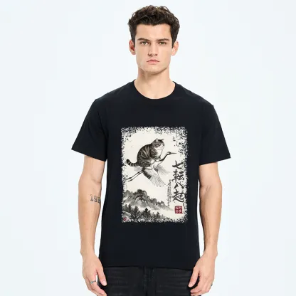 Tokyo-Tiger Funny Cat Riding Crane Art Classic T-Shirt
