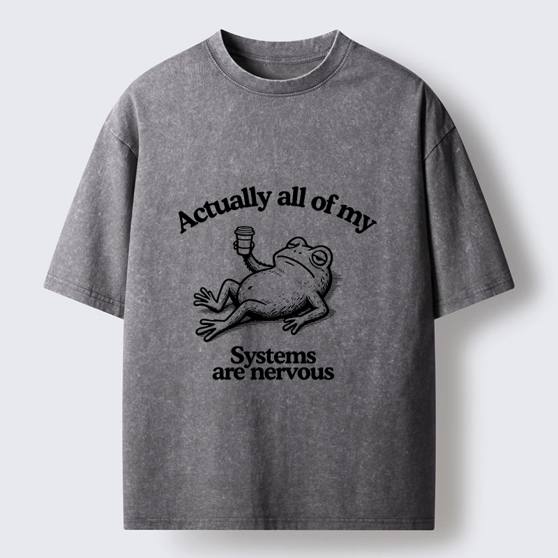 Tokyo-Tiger Nervous Frog Meme Washed T-Shirt