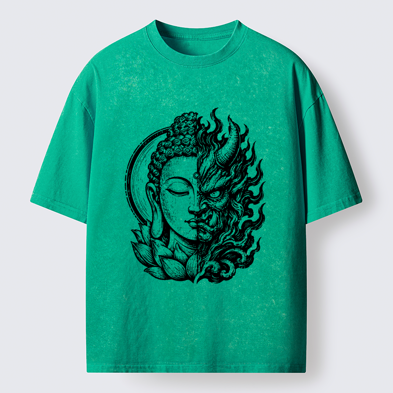 Tokyo-Tiger Half Buddha Half Demon Washed T-Shirt