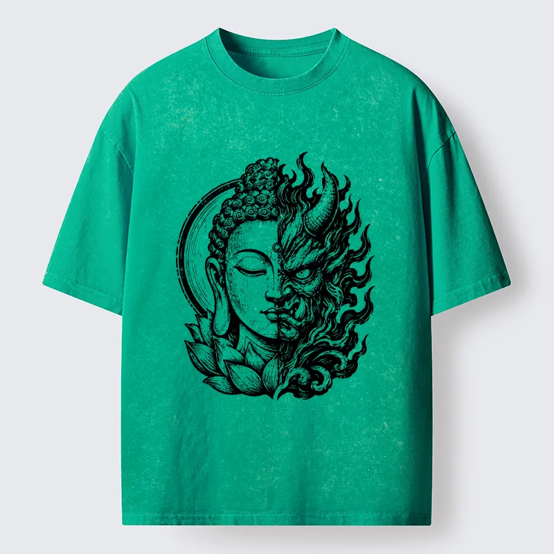 Tokyo-Tiger Half Buddha Half Demon Washed T-Shirt