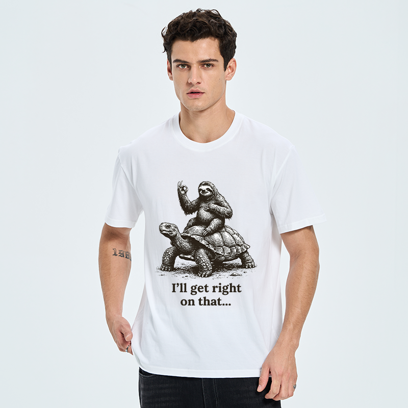Tokyo-Tiger Sloth On Turtle Slow Friends Funny Meme Classic T-Shirt