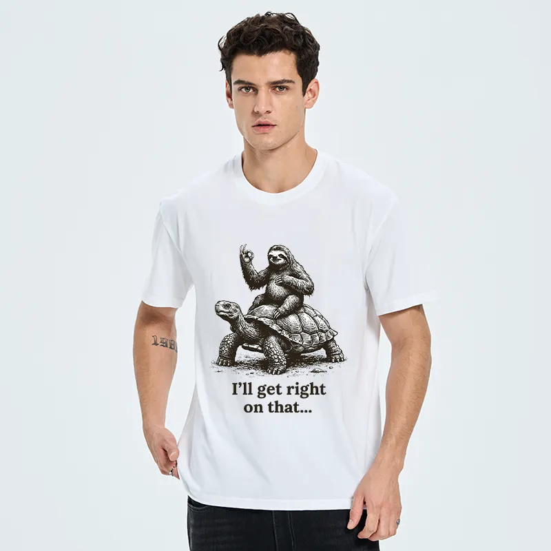 Tokyo-Tiger Sloth On Turtle Slow Friends Funny Meme Classic T-Shirt