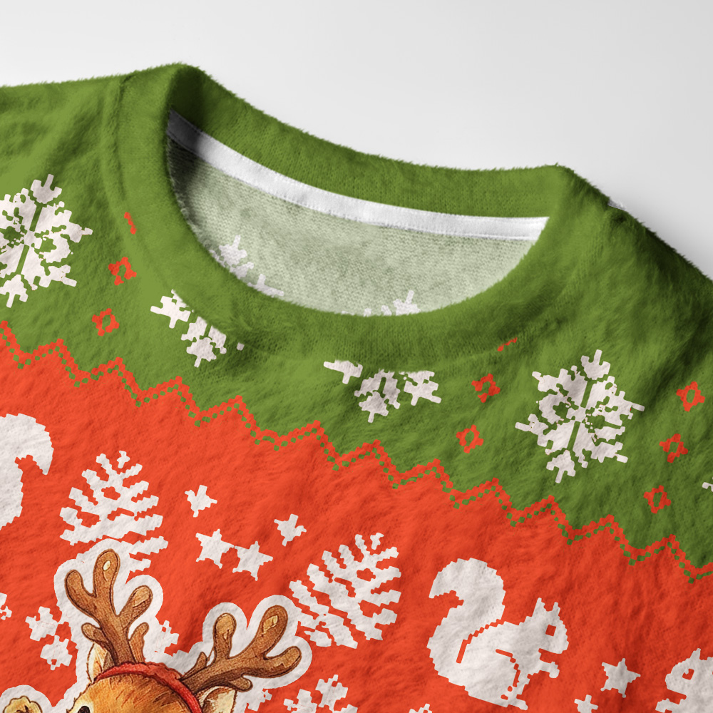 Tokyo-Tiger Cute Squirrels Christmas Fuzzy Christmas Ugly Sweatshirt
