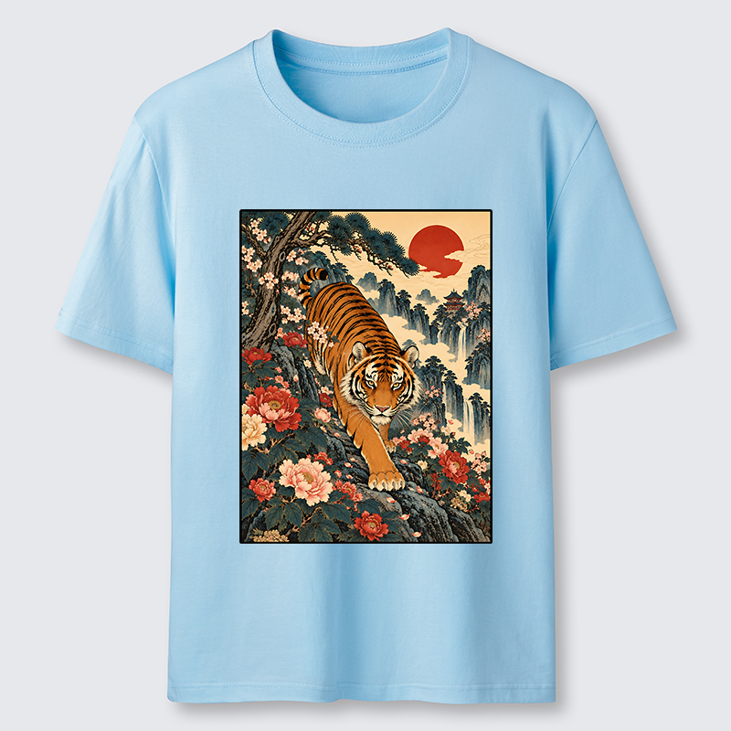 Tokyo-Tiger Vintage Ukiyo Wild Tiger Floral Graphic Classic T-Shirt