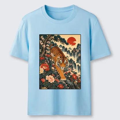 Tokyo-Tiger Vintage Ukiyo Wild Tiger Floral Graphic Classic T-Shirt