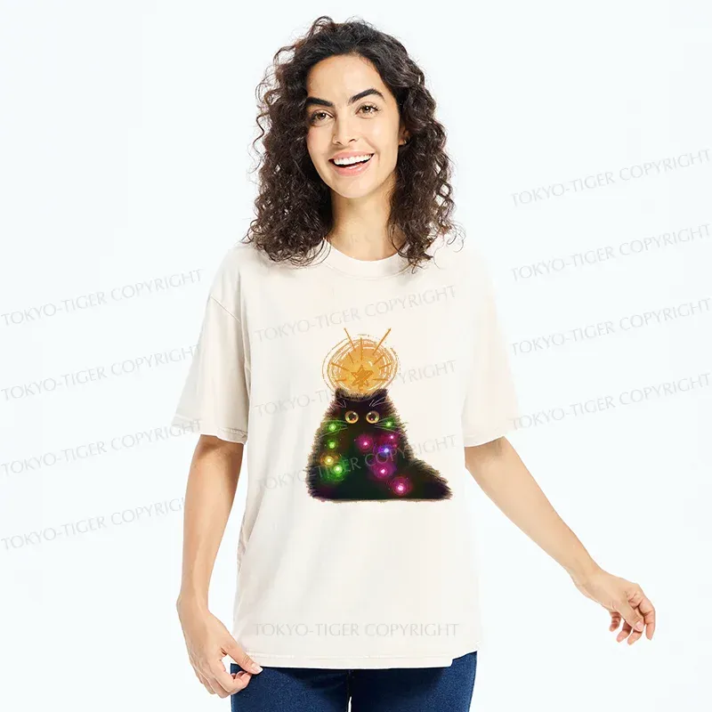 Tokyo-Tiger Christmas Cat Washed T-Shirt