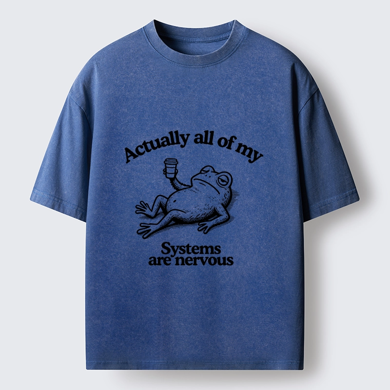 Tokyo-Tiger Nervous Frog Meme Washed T-Shirt