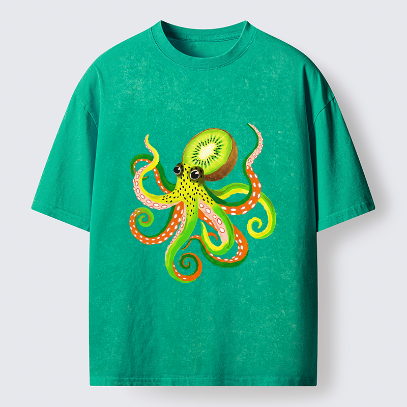 Tokyo-Tiger Kiwi Octopus Washed T-Shirt