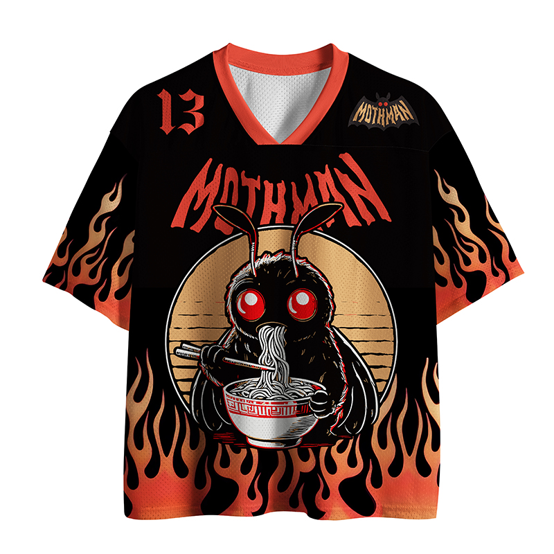Tokyo-Tiger Mothman Eats Japanese Ramen Mesh Jersey