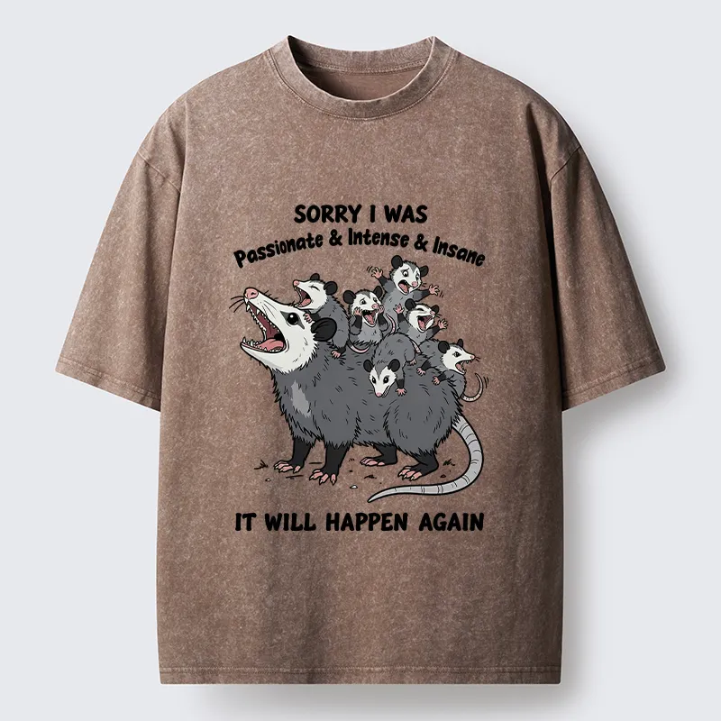 Tokyo-Tiger Crazy Opossum Crew Meme Washed T-Shirt