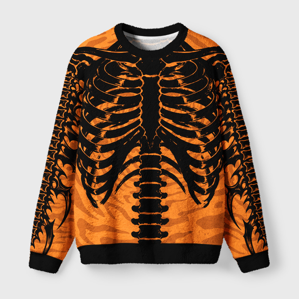 Tokyo-Tiger Rib Cage Rage Fuzzy Christmas Ugly Sweatshirt