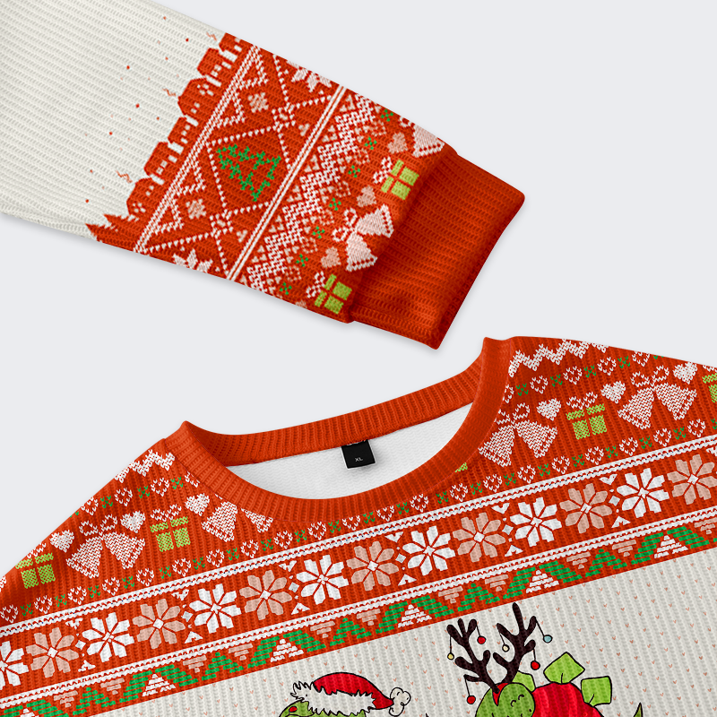 Tokyo-Tiger Rex the Halls Christmas Ugly Sweatshirt