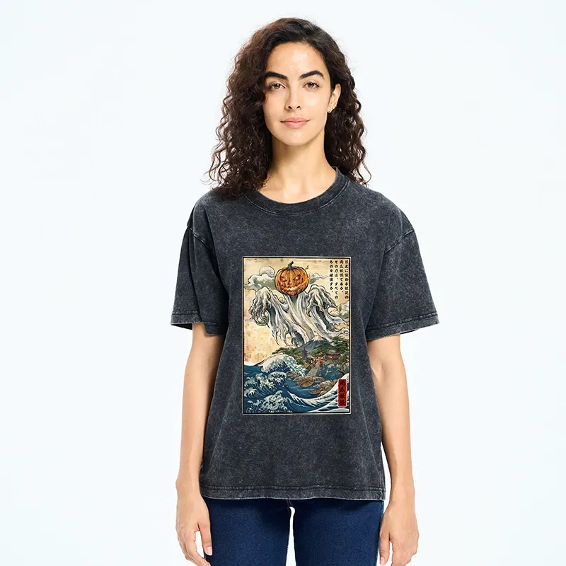 Tokyo‑Tiger Pumpkin Yokai Washed T‑Shirt