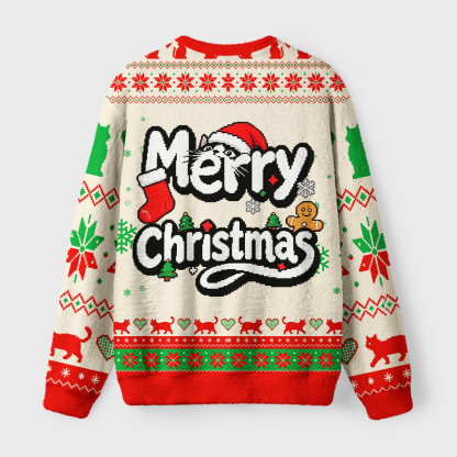 Tokyo-Tiger Grumpy Christmas Cat Fuzzy Christmas Ugly Sweatshirt