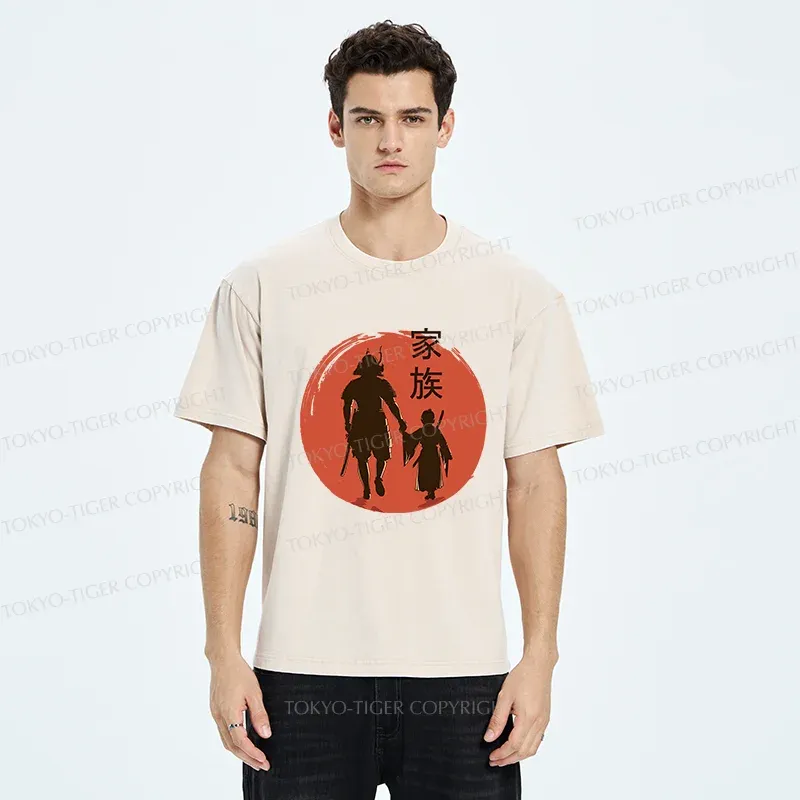 Tokyo-Tiger Samurai Family Washed T-Shirt