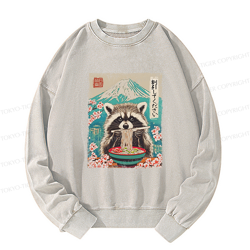Tokyo-Tiger Please Give Raccoon A Discount Washed Sweatshirt