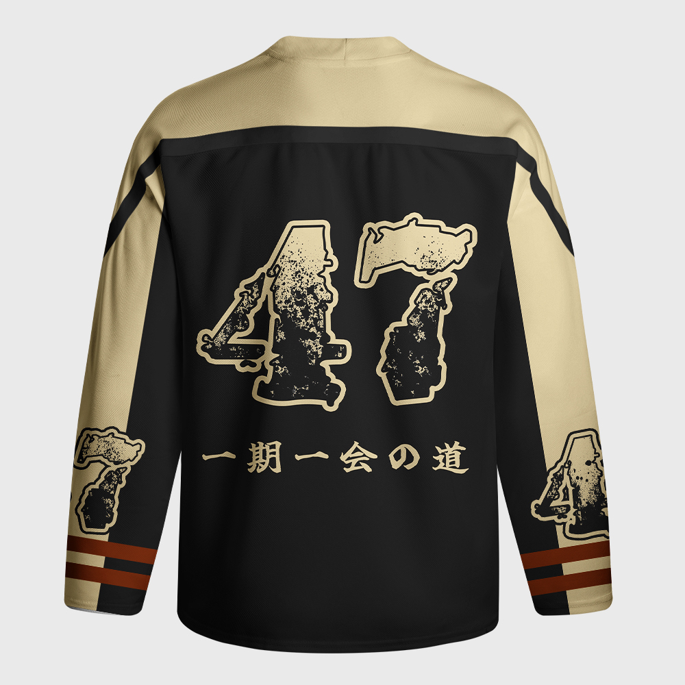 Tokyo-Tiger Retro Raccoon Samurai Long-Sleeve Hockey Jersey