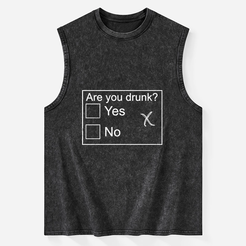 Tokyo-Tiger Confused Drunk Checkbox Graphic Washed Tank