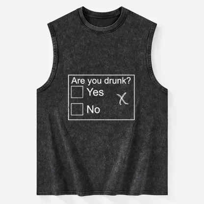 Tokyo-Tiger Confused Drunk Checkbox Graphic Washed Tank