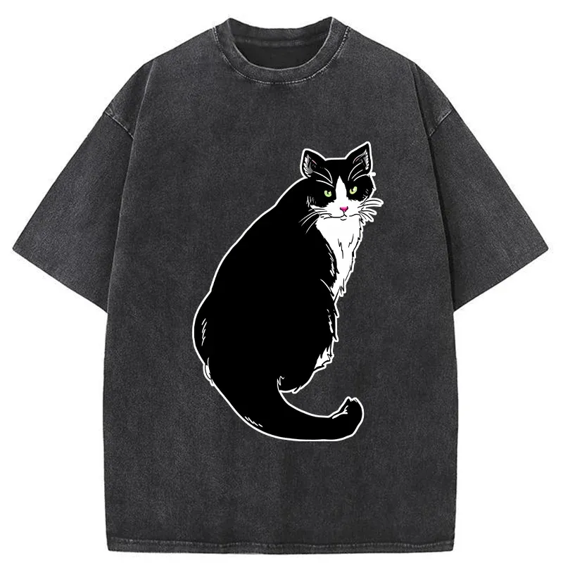 Tokyo-Tiger Elegant Cat Washed T-Shirt