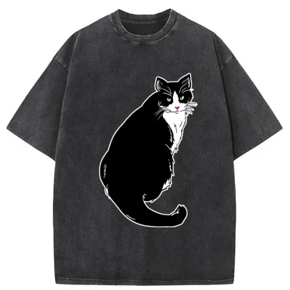 Tokyo-Tiger Elegant Cat Washed T-Shirt