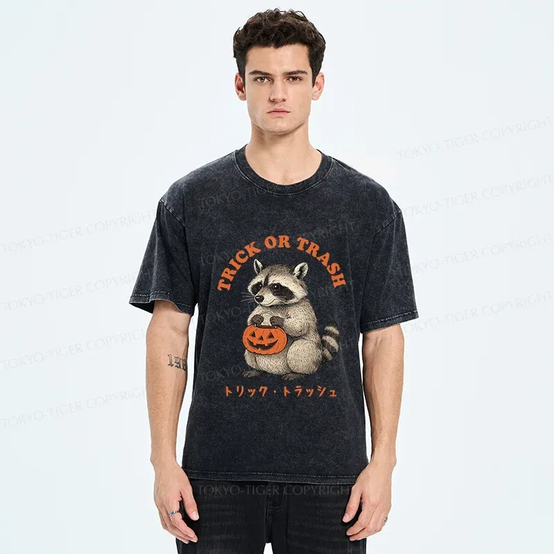 Tokyo-Tiger Halloween Raccoon Washed T-Shirt