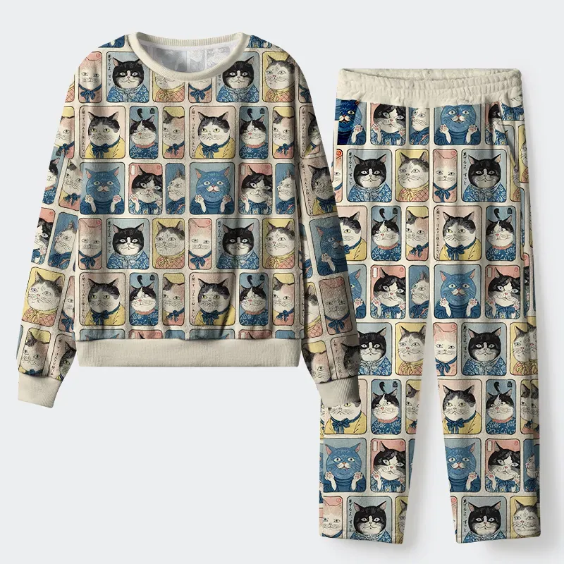 Tokyo-Tiger Many Cats Are Watching You Flannel Pajama Set