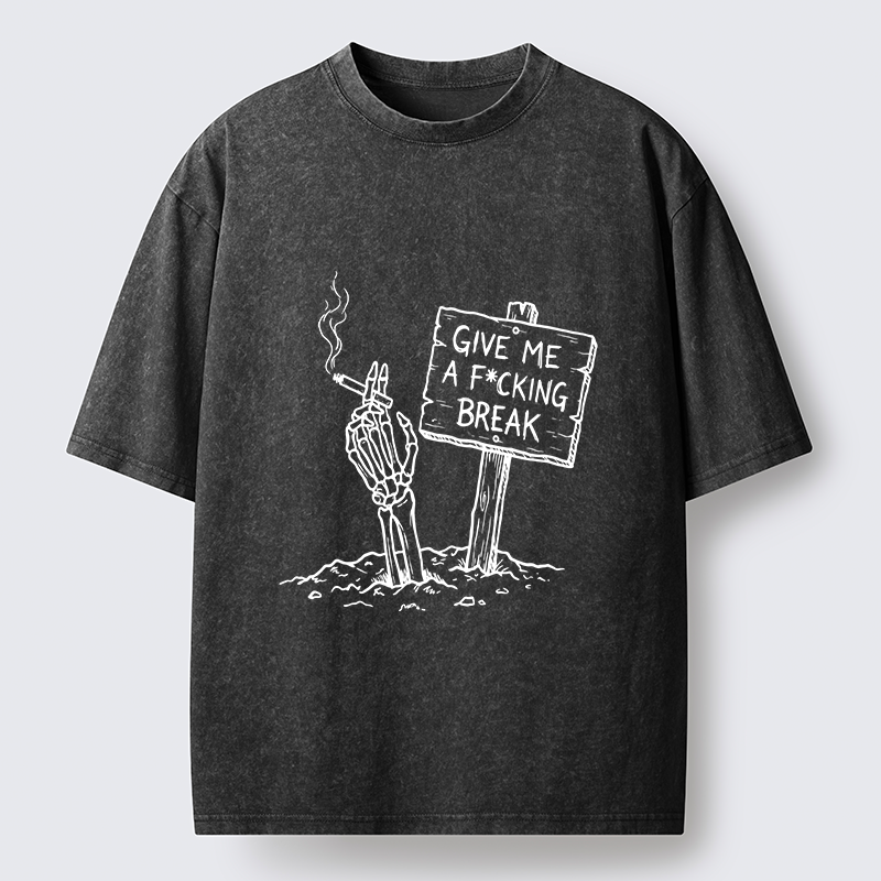 Tokyo‑Tiger Skeleton Stress Mood Washed T-Shirt