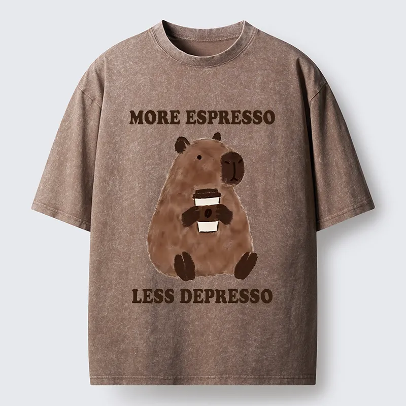 Tokyo-Tiger Coffee Capybara Art Washed T-Shirt