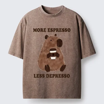 Tokyo-Tiger Coffee Capybara Art Washed T-Shirt