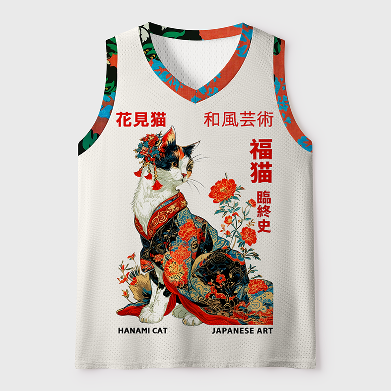Tokyo-Tiger Hanami Kimono Calico Mesh Tank Top