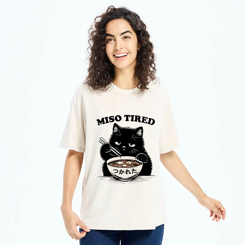 Tokyo-Tiger I Am So Tired Cat Washed T-Shirt
