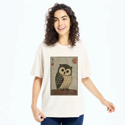 Tokyo‑Tiger Vintage Owl Vibe Washed T‑Shirt