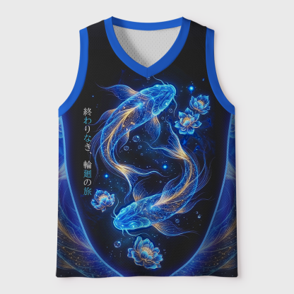 Tokyo-Tiger Endless Cycle Lotus Koi  Mesh Tank Top
