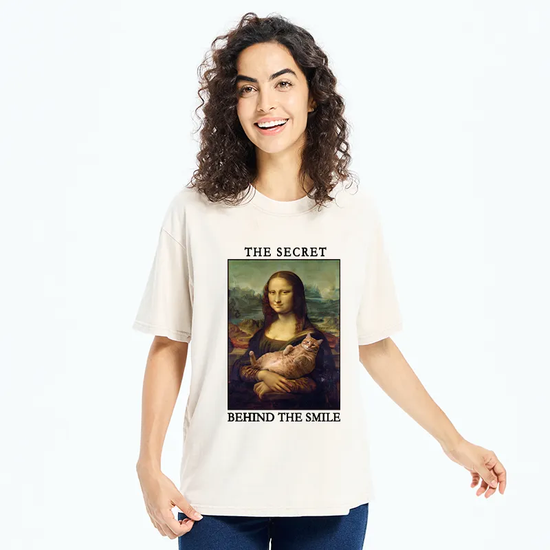 Tokyo‑Tiger Mona Lisa Cat Meme Washed T‑Shirt