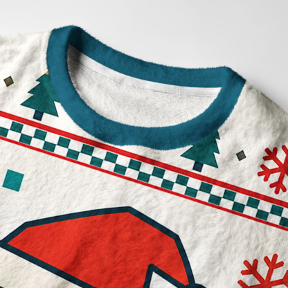 Tokyo-Tiger Geometric Santa Cat Fuzzy Christmas Ugly Sweatshirt