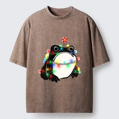 Tokyo-Tiger Christmas Lights Frog Washed T-Shirt
