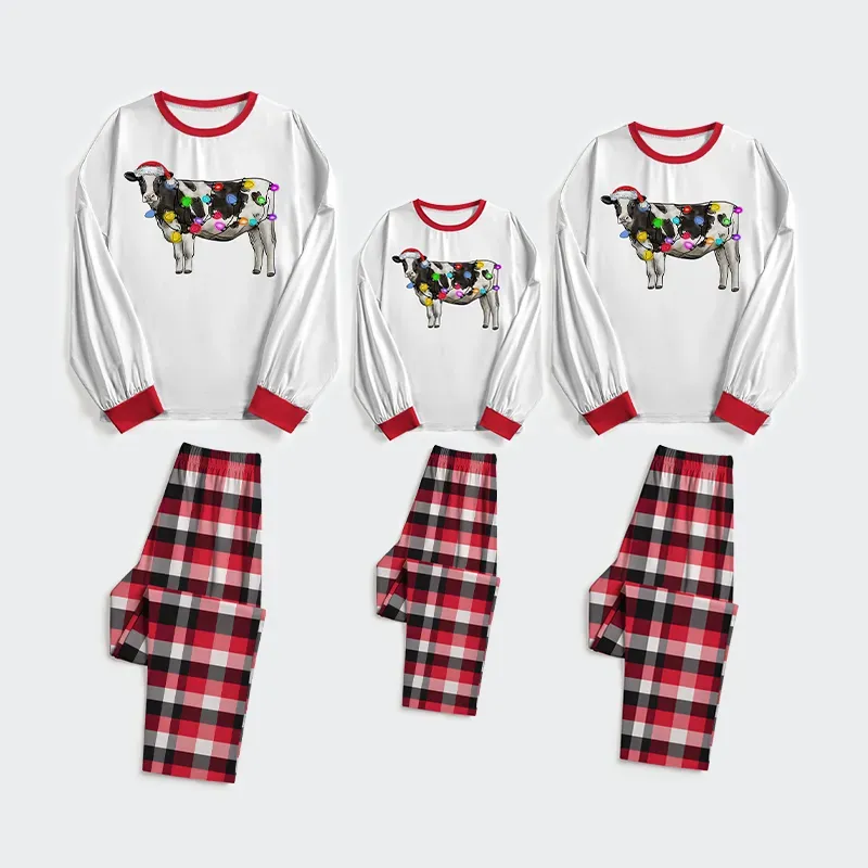 Tokyo-Tiger Christmas Cow Family Pajama Sets