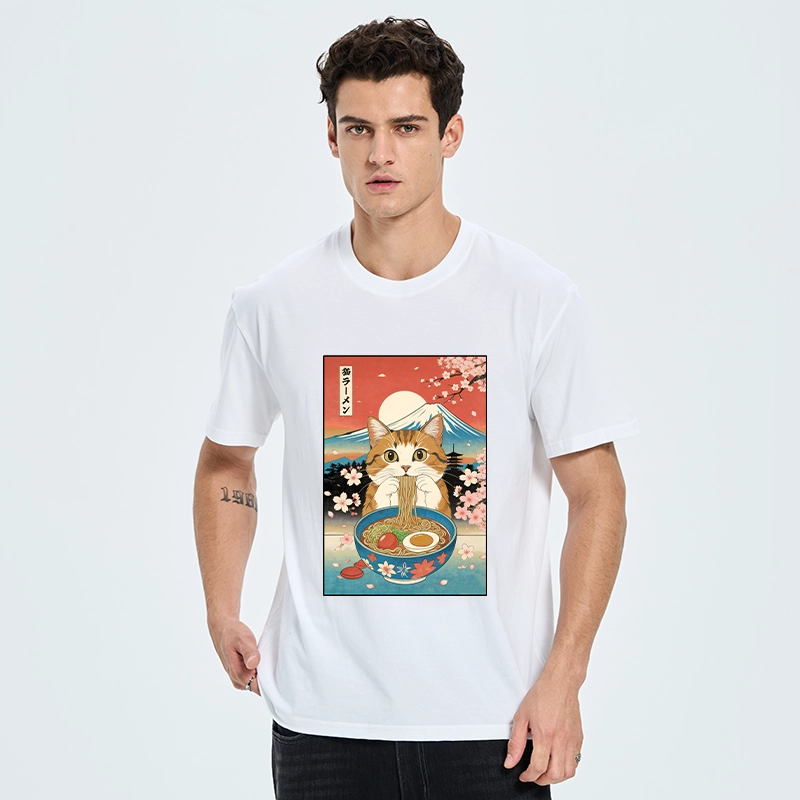 Tokyo-Tiger Funny Orange Cat Eating Ramen Japan Classic T-Shirt