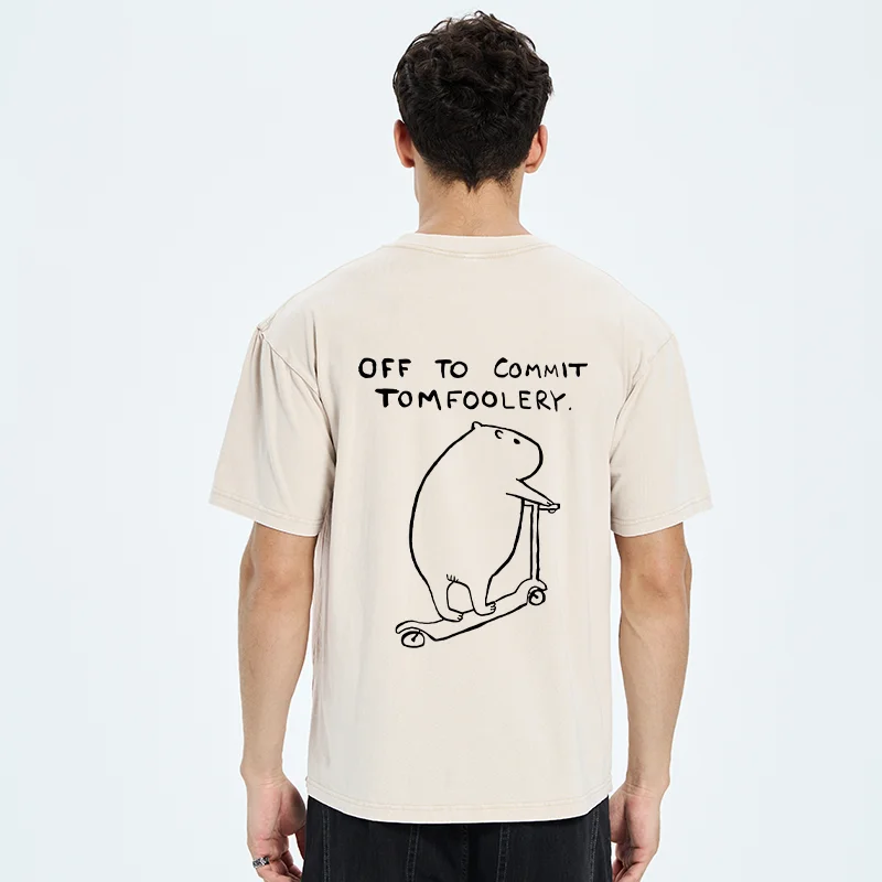 Tokyo-Tiger Capybara Is Ready To Do Something Bad Back Washed T-Shirt