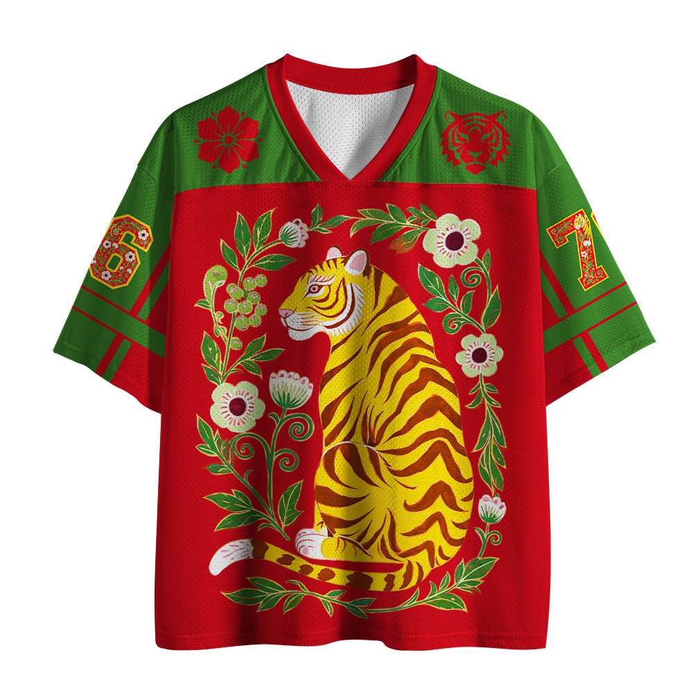 Tokyo-Tiger Japanese Auspicious Flower Tiger Mesh Jersey