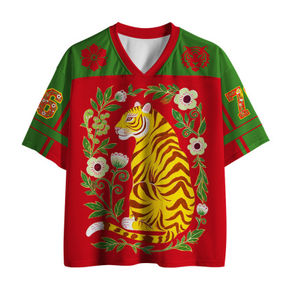Tokyo-Tiger Japanese Auspicious Flower Tiger Mesh Jersey